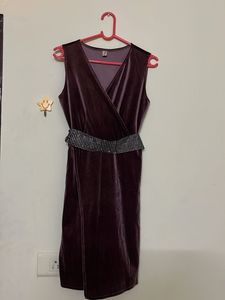 Velvet Dress With A Belt