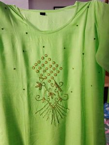 Elegant Green Embroidered Kurta✨