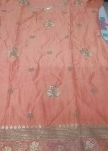Peach Embroidered Kurta and sharara without dupatt