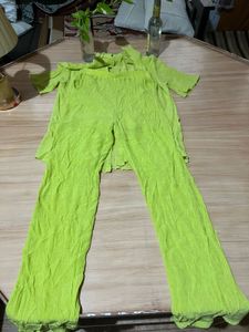 Neon Green Button-Down Shirt N Pant