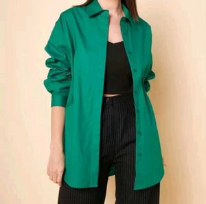 Oversize Solid Green Shirt