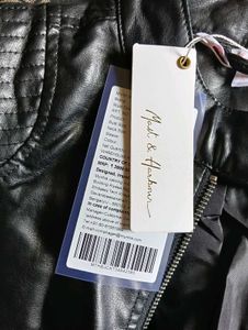 Black Leather-Look Biker Jacket