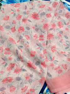 Pink Floral Saree