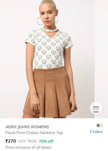 Floral Print Chocker Neckline Top