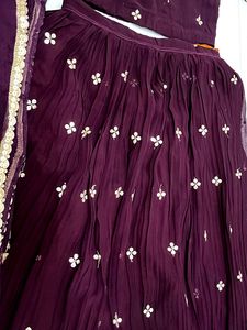 Burgundy Lehenga With Jodhpuri Faag ( Odhani)