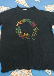 Embroidered Floral Wreath Sweater