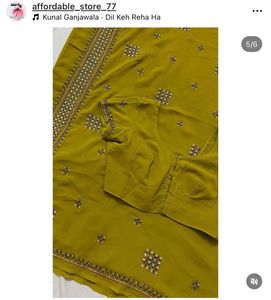 Lime Yellow Saree -Cutdana Handwork embroidered