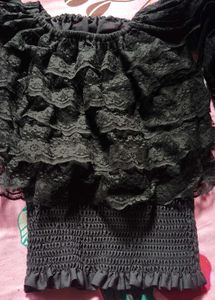 Elegant Black Lace Off-Shoulder Top