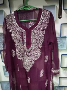 Chickenkari With Mirror Work Kurti