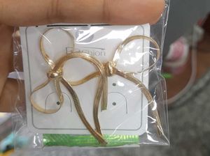 Gold Bow Drop Earrings