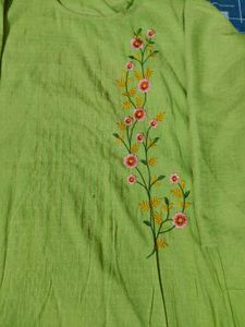 Lime Green Embroidered Kurti
