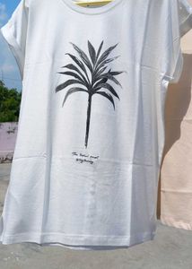 Mango White Palm Print T-Shirt