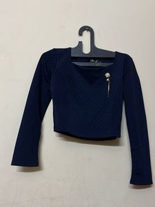 Navy Blue Long Sleeve Top