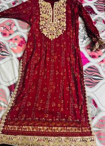 Elegant Maroon Kurta Sharara Set