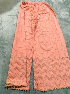 Peach Embroidery Sharara