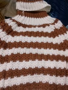 Striped Turtleneck Knit Sweater