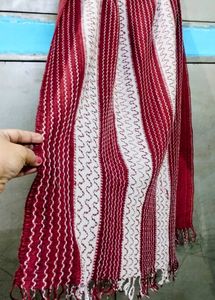 Striped Ethnic embroidered woolen shawl Stole