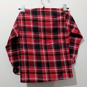 Boy&#39;s Red Plaid Shirt &amp; Jeans Set