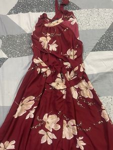 Unused Floral Print Maxi Dress with halter neck