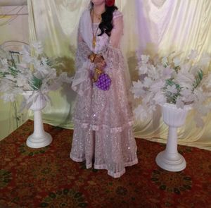 Pink Mirror Work Gown