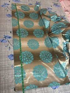 Printed Beige And Blue 2pc  Curtain Set