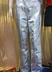 Metallic Silver Pants