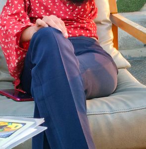 Navy Blue Straight Leg Pants/formal casual trouser