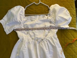 White Puff Sleeve Cute Mini Dress Size Xs