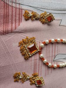 Beautiful orange and white stone-beads s