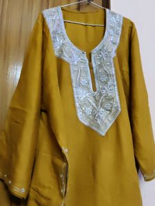Embroidered Mustard Kurti