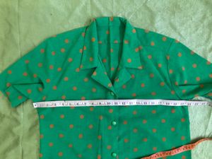Vintage Green Polka Dot Blouse Size M