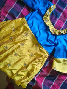 Cute Blue &amp; Gold Kids Dress