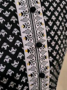 Black and white cotton anarkali kurti