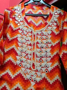 Stylish Orange Print Kurta