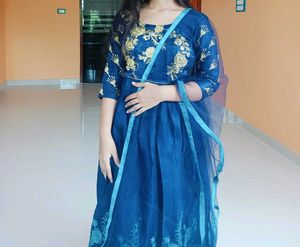 Elegant Blue Embroidered Anarkali