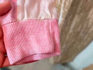 Pastel Pink- Cropped Cotton Blend Sweatshirt