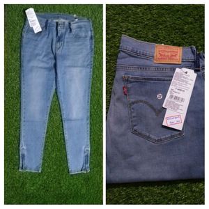 Levi's Brand New Sky Blue Women's Skinny Fit Stretch Bottom Zip Lock Pattern Jeans_32_KBSWJ35009