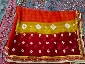 Laxmipati Women&#39;s Chiffon Saree red ♥️