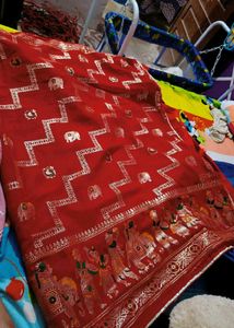 New karwa chauth special sari with blouse piece