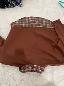 Brown Plaid Layered Top