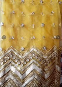 Mustard Net Haldi Saree Outfit