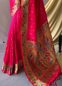 Elegant Pink Silk Saree