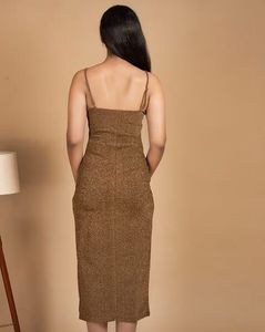 Gold Bodycon Midi Dress