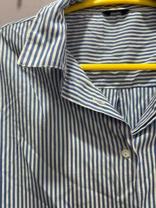 Style Quoteint Women Blue Striped Shirt