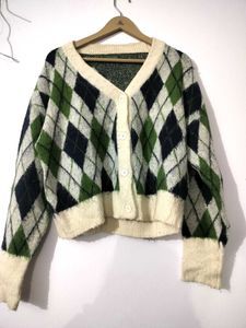 Argyle Knit Cardigan