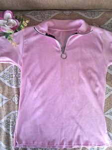 Pink Quarter Zip Top