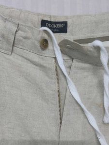Linen Blend Khaki Trouser
