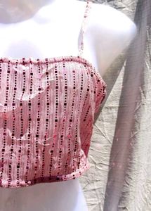 PARTY WEAR SEQUENCE CROP TOP