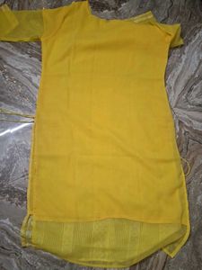Yellow Embroidered Kurti