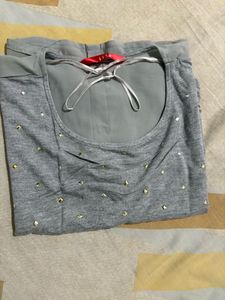 ELLE Gray Embellished Top